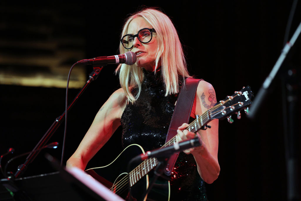 New York, New York - November 29: Aimee Mann acts as part of "Aimee Mann and Ted Leo Christmas program" At the City Winery on November 29, 2024 in New York City. (Photo by Pereira/Getty Images)